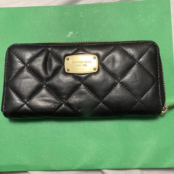 Michael Kors Handbags - MK black quilted leather wallet